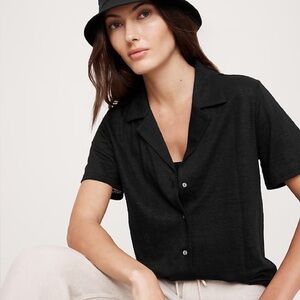 Banana Republic‎ | Short Sleeve Linen Resort Shirt Black Size M